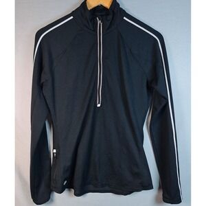 Athleta Women's Running Wild Reflective Black‎ Half Zip Pullover Pocket Medium